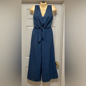 Boston Proper Blue Belted Sleeveless Jumpsuit Women’s Size Small